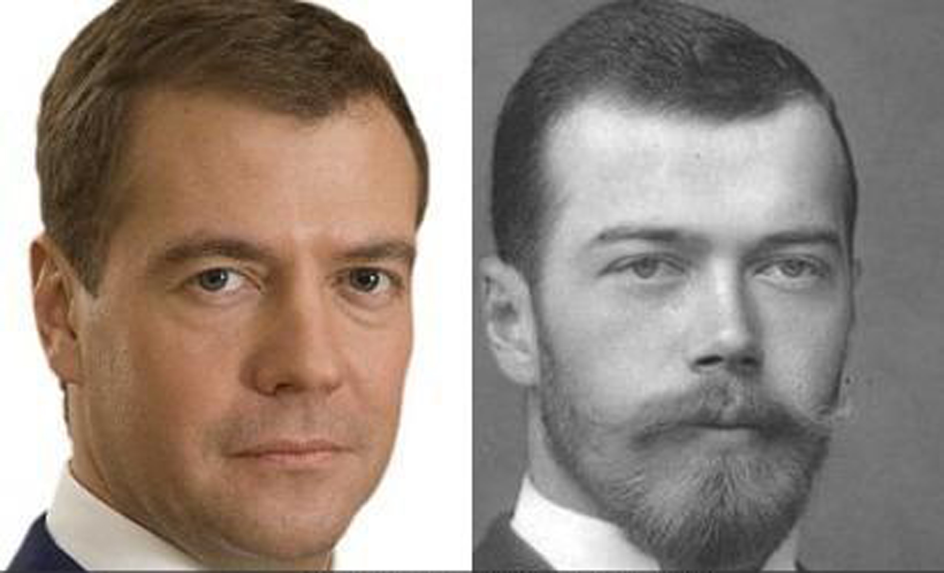 Это человек кому похож. Медведев похож на Николая 2.